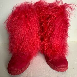BEARPAW Boetis II Real Sheepskin Fur Boots Electric Pink Size 9 NIB